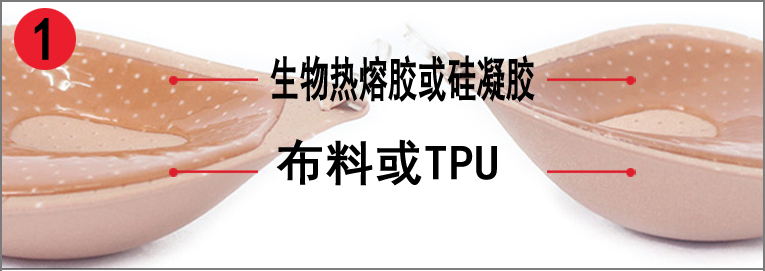 布料隱形文胸構成-醫用熱熔膠或矽膠粘布料